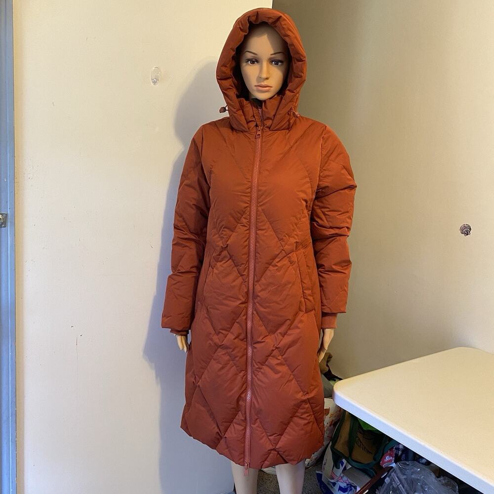 Mondetta Outdoor Women XS Orange Hooded 700 Down Fill Standard Mid Length Coat - Picture 7 of 13